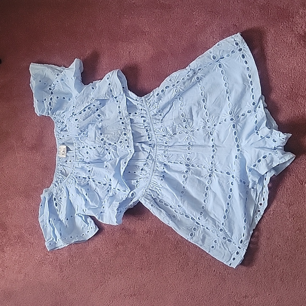 Blue lace romper